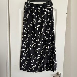 Sanctuary Black Maxi Skirt with White Floral Print
